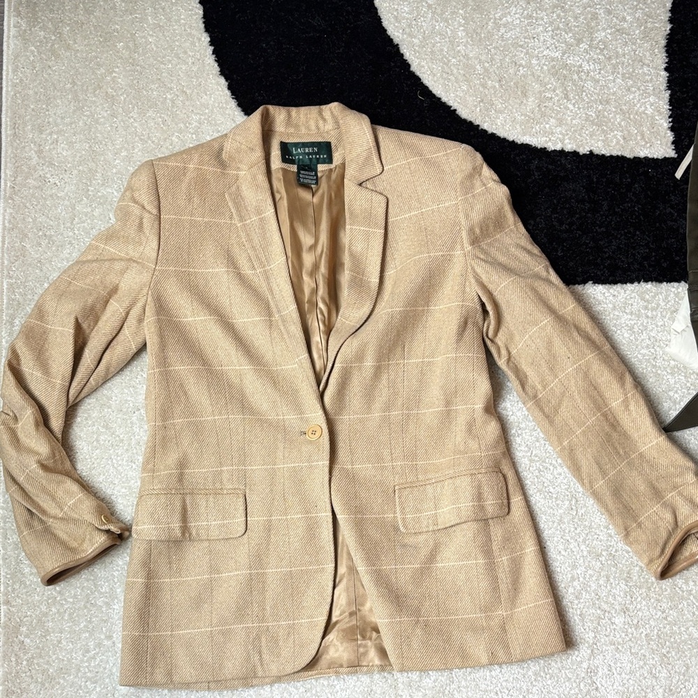Lauren Ralph Lauren Beige Checkered Blazer